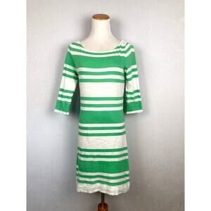 Lilly Pulitzer Cassie Prep Green Skipper Dress S Cotton 3/4 Sleeve Striped